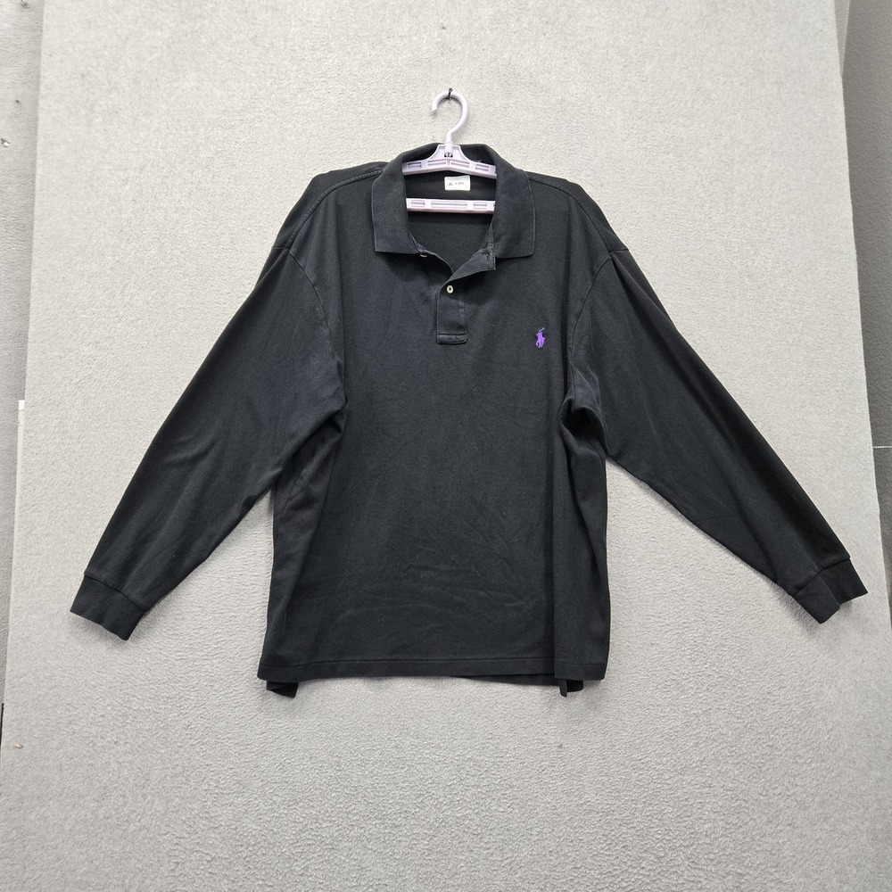 Polo Ralph Lauren Men Polo 2XB Black Embroidered Polo Long Sleeve